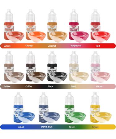 Oil Based Food Colouring: E-Kongton 14 Colours Oil Based Food Colouring for Chocolate Cakes Candy Buttercream Macarons Biscuitsand and Doughnuts - Vibrant Colours Food Dye Set (6ml/Each Bottle) 6 ml (Pack of 1) 6.0 - Buy Online on GoSupps.com