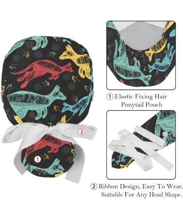 Women's Medical Caps with Buttons - Kangaroo Pattern, 2 Piece Set, Adjustable Fit | Australia - Buy Online on GoSupps.com