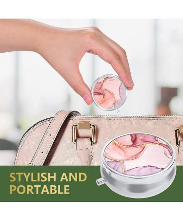 Nipichsha Small Pill Box - Cute Medicine Organizer for Purse & Pocket - Portable Pill Container for Vitamins & Supplements - Pink Marble Design - Buy Online on GoSupps.com