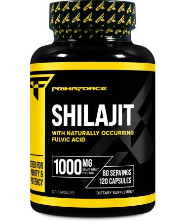 Primaforce Shilajit 120 Capsules (1000mg) - with Naturally Occurring Fulvic Acid 60 Servings