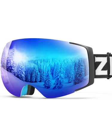 ZIONOR X4 Ski Goggles Magnetic Lens - Snowboard Snow Goggles for Men Women Adult A2-lagopus X4 Blue Frame Revobluelens Vlt 13.67