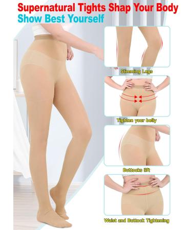 AMZAM Sheer Compression Pantyhose for Women - 15-20 mmHg Graduated Support Stockings Closed Toe Comfortable Relief for Swelling & Improved Circulation - Beige M - Buy Online on GoSupps.com