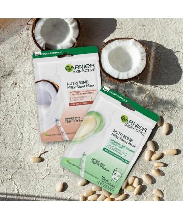 Garnier Nutri Bomb Almond Milk & Hyaluronic Acid Sheet Mask - 28g, Vegan, Hydrating & Nourishing - Buy Online on GoSupps.com