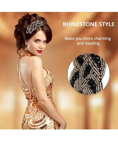 Vintage Crystal Rhinestone Flapper Headband - Black Gold - Buy Online on GoSupps.com