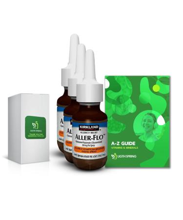 Aller-Flo Fluticasone Propionate (Glucocorticoid) 50 mcg Nasal Allergy Spray (3 Bottle 432 Metered Sprays) Bundle with Exclusive Vitamins & Minerals - A to Z - Better Ligth&Spring