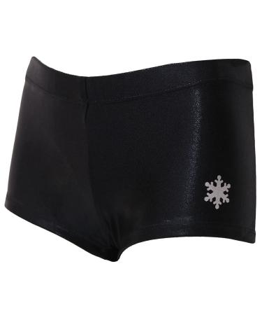 Snowflake Designs Mystique Gymnastics or Dance Workout Shorty Shorts - Variety of Colors Black Child Large (small 8-9 year old)