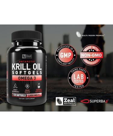 Antarctic Krill Oil 1000mg (120 Softgels) with EPA, DHA & Astaxanthin - Omega 3 Supplement for Joint, Brain & Heart Support - 120 Count - Buy Online on GoSupps.com