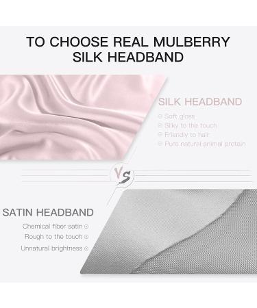 FANTASTIC HOUSE Silk Spa Headband for Women and Girls - 100% Mulberry Silk Scarf for Hair Wrapping - Adjustable, Perfect for Face Washing, Makeup, Sports - Pink - Buy Online on GoSupps.com