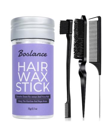 Slick Hair Wax Stick for Flyaways Smoothing Pomade Gel for Women Hair Gel 2.7 fl. oz (1 wax stick + 3 Brushes) 1 wax stick+3 Brushes