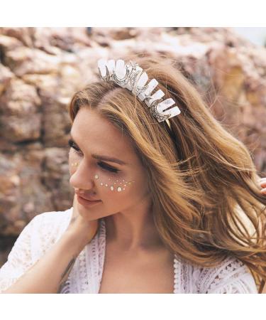 Star White Quartz Crescent Moon Headband - Natural Stone Crown for Women - Buy Online on GoSupps.com