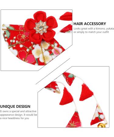 Japanese Hair Clip for Women | Kimono Tassel Hairpin & Tsumami Flower Scrunchie - Red Rot | International Shipping Available - Buy Online on GoSupps.com