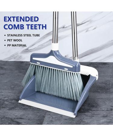 Brooms and Dustpan Set with Long Handle- Windproof Stand Up Dustpan with Brooms Combo for Home Kitchen Room Office Lobby Floor Use - Buy Online on GoSupps.com