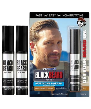 Blackbeard Men's Color Mascara Mustache Beard & Moustache Light/Medium Brown (Light/Medium Brown X2)