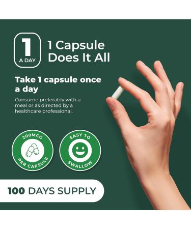 PurePremium Chromium Picolinate 200mcg - High Potency Chromium Supplements - Essential Mineral Health Support for Men/Women - Gluten-Free - 3 Months Supply - 100 Capsules 1 Count (Pack of 100) - Buy Online on GoSupps.com