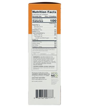 Lesserevil Grain Free Mini Cookies - Almond Butter & Chocolate Chip, 4.4oz - Buy Online on GoSupps.com