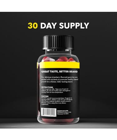 The Beard Club Biotin Beard Growth Vitamin Gummies - Beard and Hair Supplement for Men - Vitamins B12 E & C to Support a Thicker Fuller Looking Beard - Mens Beard Care - Strawberry Gummy Growth Gummies - Buy Online on GoSupps.com