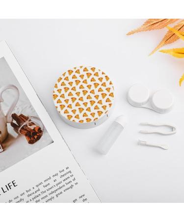 Happy Pizza Contact Lens Case | Portable Round Storage Box Kit with Mirror for Travel & Daily Use - Cute & Functional - Buy Online on GoSupps.com