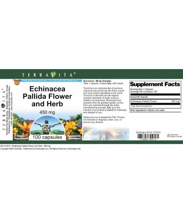 Terravita Echinacea Pallida Flower and Herb - 450 mg (100 Capsules ZIN: 510915) - Buy Online on GoSupps.com