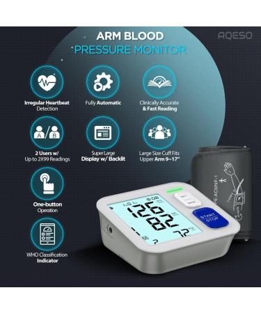Upper Arm Blood Pressure Monitor - Automatic Digital BP Machine with Large Cuff Backlit LCD Dual-User Mode & Pulse Rate Meter - Ideal for Home Use - Buy Online on GoSupps.com