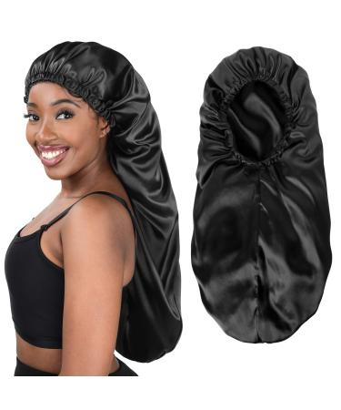 Long Bonnet Braid Bonnets for Sleeping Satin Bonnet Silk Bonnet Hair Braid Bonnet for Sleeping Bonnets for Black Women Large Aa-black