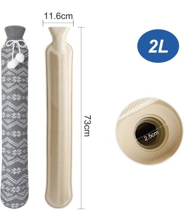 Homealexa Long Hot Water Bottle 2L with Soft Snow Cover - Neck & Shoulder Relief - Kids & Adults Extra Long Hot Water Bag - Buy Online on GoSupps.com