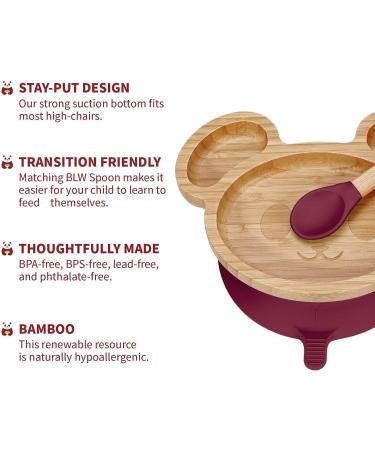 Vinsani Baby/Toddler Mouse Bamboo Plate & Spoon Set | Red Stay-Put Suction Design, BPA-Free - Buy Online on GoSupps.com