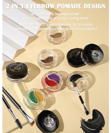 Buy Eyebrow Pomade & Gel - 2-in-1 Dark Brown & Clear Waterproof Long-Lasting High Pigment Brow Makeup with Brushes - Perfect for Women - Buy Online on GoSupps.com