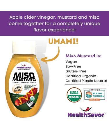 HealthSavor Organic Miso Mustard 1.0oz, Vegan, Soy-Free, No Sugar, No MSG - Umami Mustard with Chickpea Miso, Yellow - Pack of 1 - Buy Online on GoSupps.com