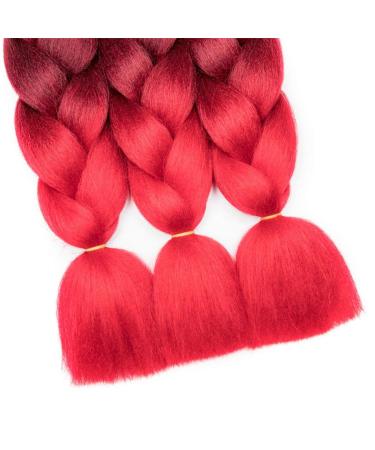 RN BEAUTY 24 Ombre Synthetic Jumbo Braids Hair Extensions - 3 Bundle Deals in Black/Burgundy/Red | Heat Resistant Fiber for Afro Twist Crochet Hair - Buy Online on GoSupps.com