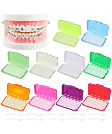 Healifty braces 50 pre-cut wax strips with 10 wax applicator-scrubs & storage box tooth wax orthodontic wax for braces aligners carriers 10 pieces of 10