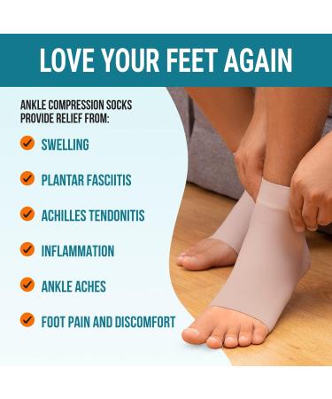 KEMFORD Ankle Compression Sleeve 20-30mmhg - Open Toe Compression Socks for Plantar Fasciitis - Beige Large 2-Pack - Buy Online on GoSupps.com
