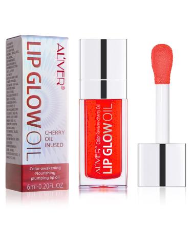 sefudun Lip Glow Oil-Moisturizing Lip Gloss -Hydrating Lip Glow Oil Long Lasting Waterproof Lip Tint Set Lip Stain (CHEERY)