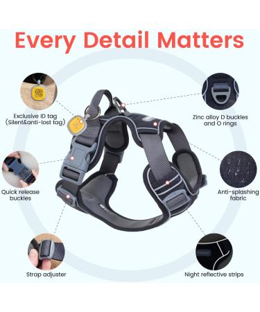 Shop Pawaii XS Dog Harness for Small Dogs - Anti-Pull Reflective Adjustable & Breathable with Handle | Ideal for Comfort & Control - Davys Gray - Buy Online on GoSupps.com