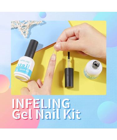 INFELING Nail Tips and Glue Gel Kit - 4 in 1 Gel Nail Set with 500 Clear Square Nails, Acrylic Nail Clippers, Portable Lamp, and Files - DIY Nail Art Supplies - Buy Online on GoSupps.com