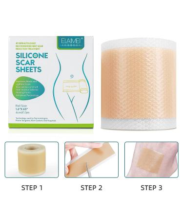 Silicone Scar Tape 1.6 x 60 Inch - Medical Grade Treatment for Surgery, C-Section, Keloid & Burn Scars - Safe & Painless Removal Strips - Buy Online on GoSupps.com