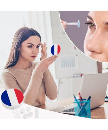 Flag of France Round Case For Contact Lens Kit Storage Box with Mirror Printed - Buy Online on GoSupps.com