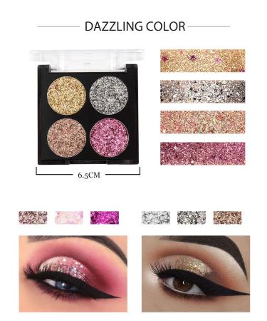 AKARY 4-Colors Glitter Eyeshadow Palette - Ultra Pigmented Long Lasting & Waterproof Mini Makeup for Stunning Eye Looks | Shop Internationally - Buy Online on GoSupps.com