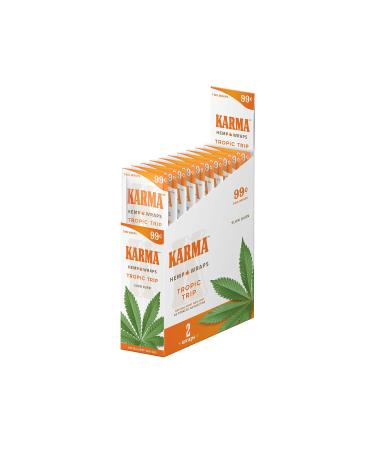 Karma Hemp  Natural Hemp Wraps  Non GMO  2 Wraps Per Pack  25 Pack Display (Tropic Trip)