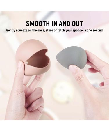 Silicone Makeup Sponge Holder - Sanitary & Portable Pressable Drying Stand | Washable Beauty Blender Storage for Work & Travel - Brown - Buy Online on GoSupps.com