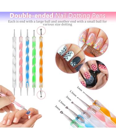 Pinkiou Nail Art Set: 15 Acrylic Brushes, 5 Dotting Pens, 50 Tips Sticks, Resin Palette - Pink | Nail Art Decoration Kit - Buy Online on GoSupps.com