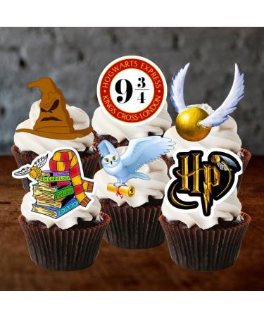 12 Wizard Cupcake Toppers Theme #1 (PRECUT Optional) Harry Cake Toppers Edible Harry Cake Decoration Wizard Birthday Cake Decorations (PRECUT) - Buy Online on GoSupps.com