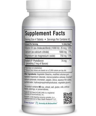 Maxi Health Calcium 1000 mg with Vitamin D3 (400 IU) and Magnesium (750 mg) - Cal Max Dietary Supplement for Bone Teeth and Joint Support - for Men and Women - 180 Tablets 180 Count (Pack of 1) - Buy Online on GoSupps.com