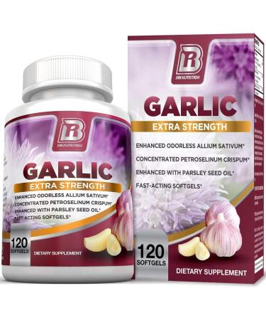 BRI Nutrition Odorless Garlic Softgels - 1000mg Pure Allium Sativum Supplement - Maximum Strength - 60 Day Supply - 120 Count - Buy Online on GoSupps.com