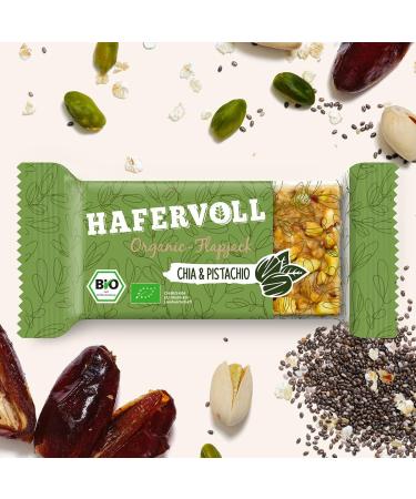 Organic Hazardous Flapjack with Chia & Pistachio - 18 x 60g Cereal Bars | No Added Sugar Oats & Honey - Certified Organic Snack - Buy Online on GoSupps.com