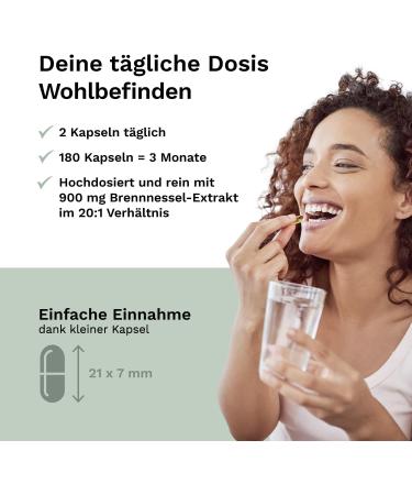 Buy 20:1 Real Nettle Extract Capsules - 900mg High Dose - 180 Vegan Capsules - No Additives - Laboratory Tested - Made in Germany | Balanced Vitality - Buy Online on GoSupps.com
