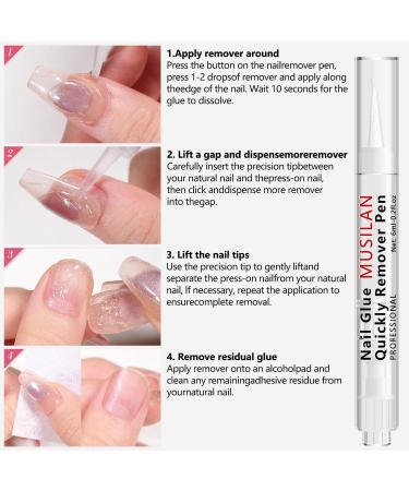  MUSILAN 3pcs 7ml Nail Glue Remover Pen for Pressed Nails 3 in 1 Nail Glue Remover Pen Click Removal Pen Design for False Nails Adhesive Unbinder Not for Gel Polish Base Coat - Buy Online on GoSupps.com