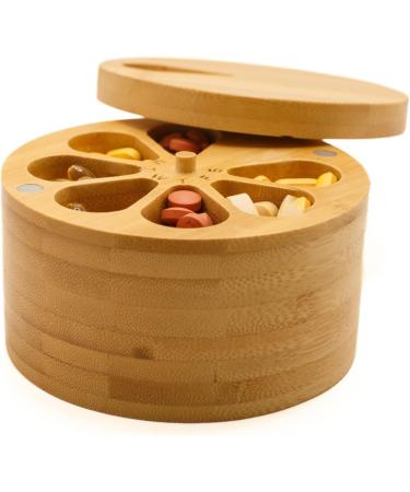 Daily & Weekly Pill Organizer - Double Capacity Wooden Medicine Holder for Travel & Vitamins - Buy Online on GoSupps.com