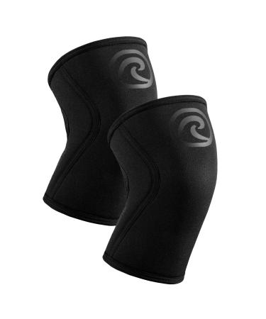 Rehband Kniebandage for Kraftsport & Fitness - Kniebandage 7mm neoprene flexible & non -slip Knee Sleeve for men & women carbon/black - 1 pair S