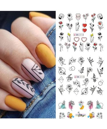 Summer Flower Leaf Nail Art Stickers - 12PCS Water Transfer Decals for Colorful Summer Nail Decorations - Buy Online on GoSupps.com