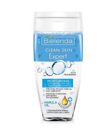 Bielenda Clean Skin Expert - Combination Of Marula Oil And Hyaluronic Acid - Clean Skin Expert Moisturizing 2-Phase Eye And Lip Make-Up Remover With Marula Oil - 150 ml